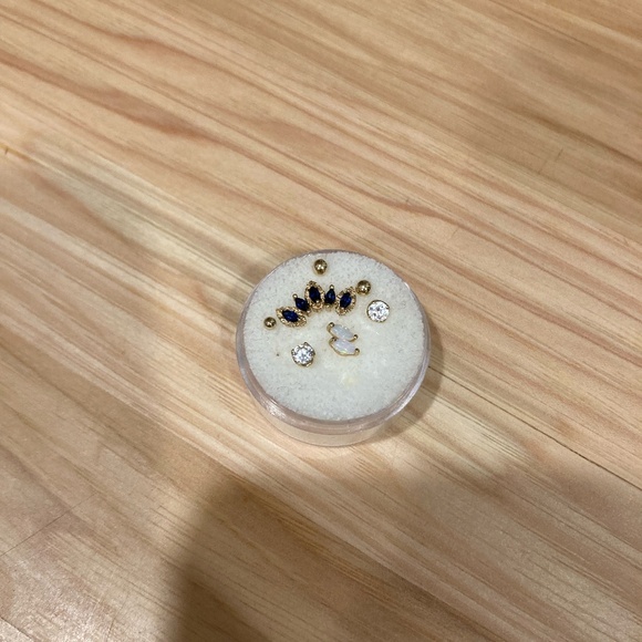 14k Gold Threadless Ends - Sapphire, Opal, CZ - Picture 1 of 3